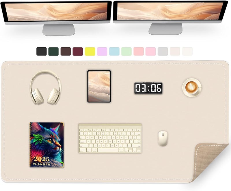 METEOROCK Large Desk Pad, 47.2" x 17" PU Leather Desk Mat for Desktop, Non-Slip Office Desk Mat for Desk, Desk Blotter Pad, Waterproof Computer Pad for Desk, Keyboard Mats for Home & Office (Apricot) - Image 1